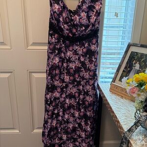 City Chic Black and Purple Floral Maxi Dress